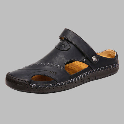 Relaxed Fit Leather Summer Sandals - Vossary