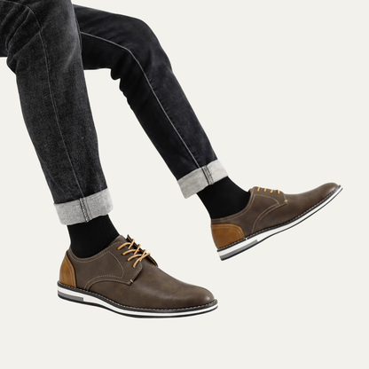 Classic Brown Leather Lace Up Sneakers
