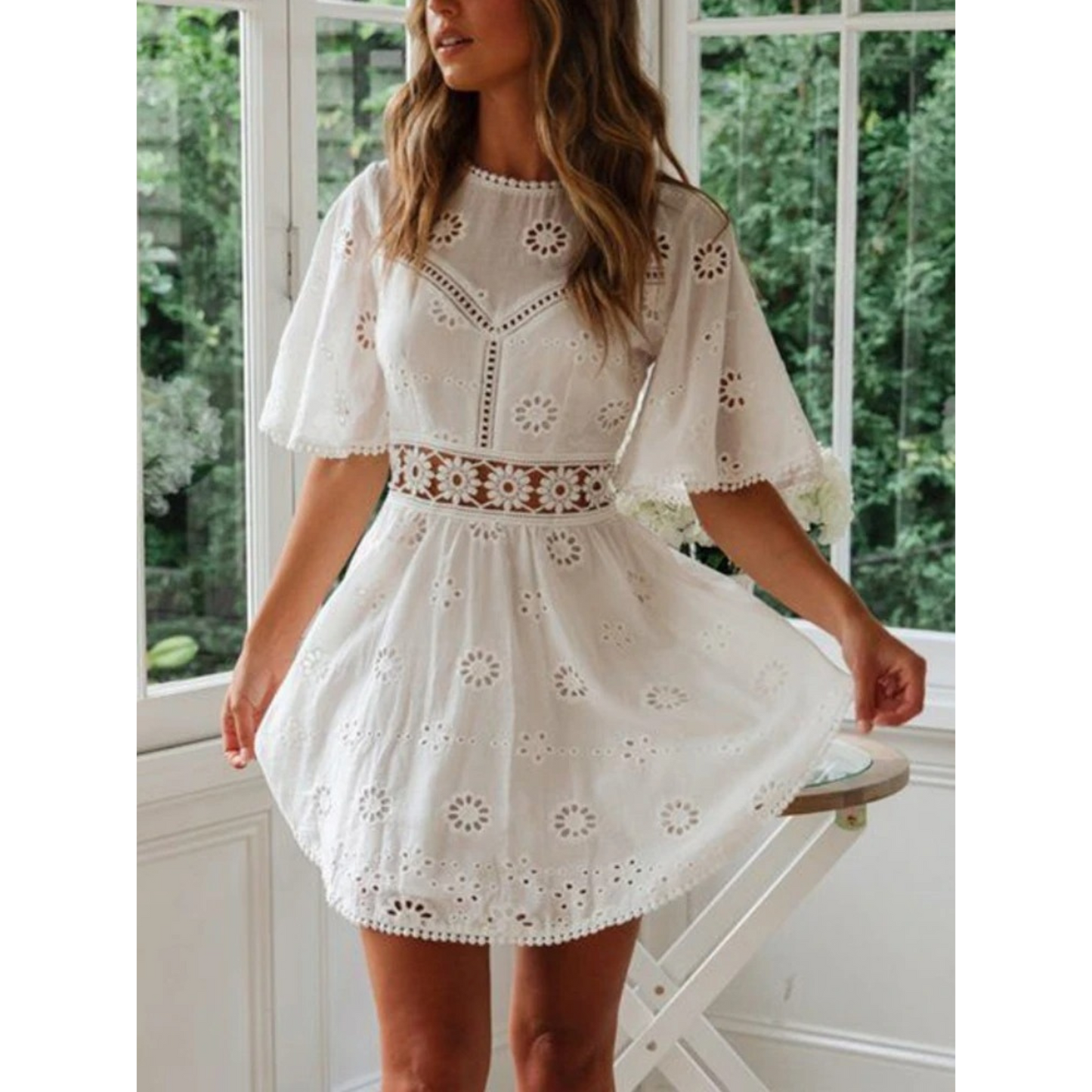 Ladies Short Sleeve Round Neck Summer Dress - EasyApparels