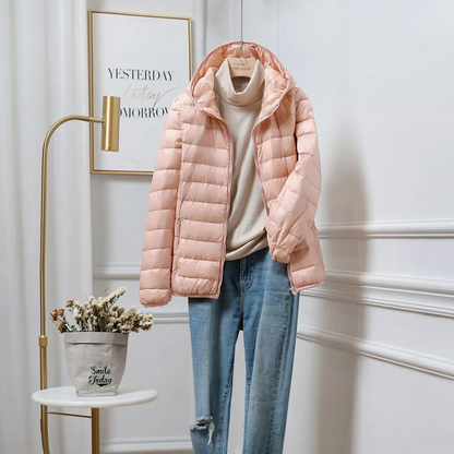 Warm Women's Hooded Puffer Coat - Vossary