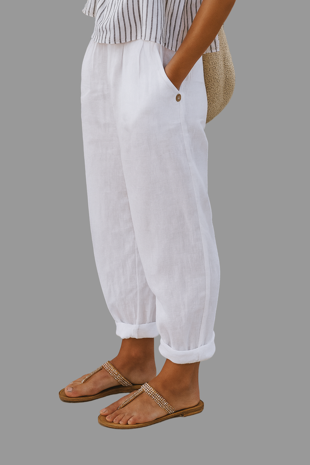 Comfortable Women's Straight Leg Pants with Pockets - Vossary