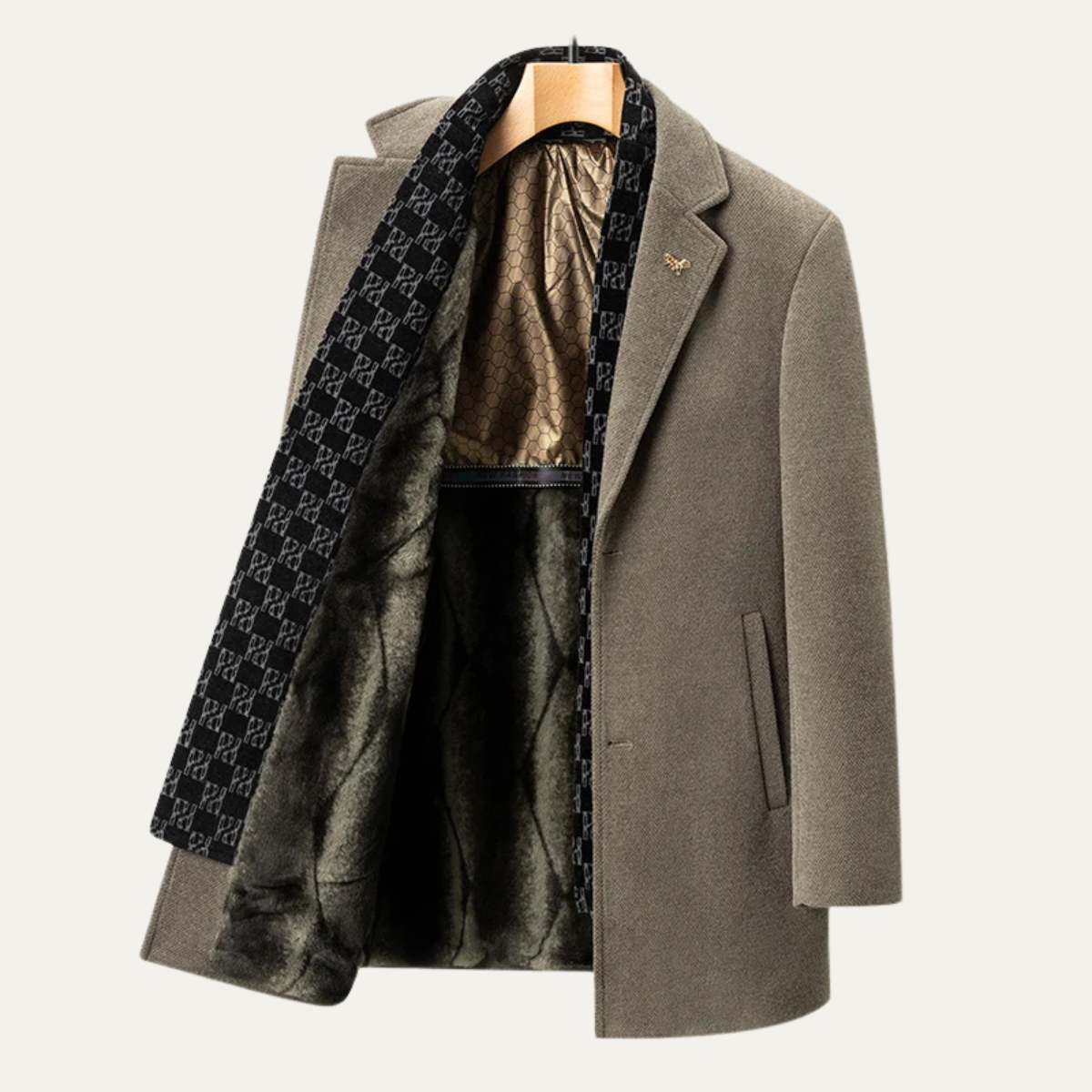 Thermal Men's Fleece Lined Parka Jacket with Scarf