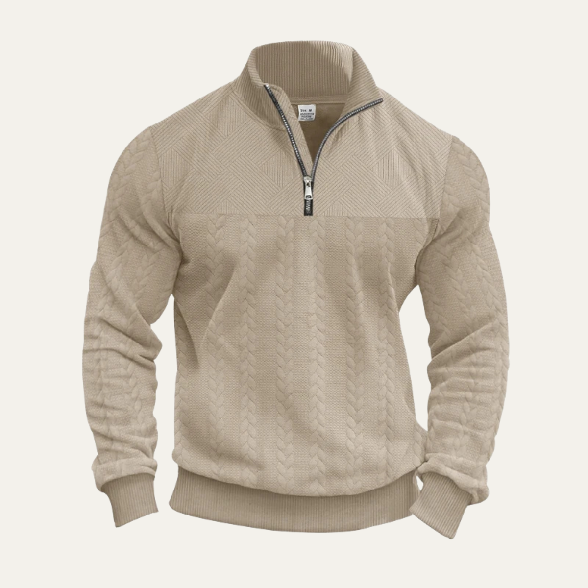Cozy Mens Cable Knit Half Zip Sweater - Vossary