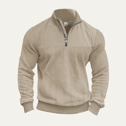 Cozy Mens Cable Knit Half Zip Sweater - Vossary