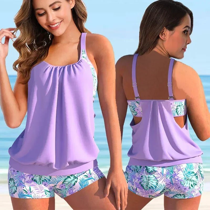 Colorful Flower Pattern Swimwear Set