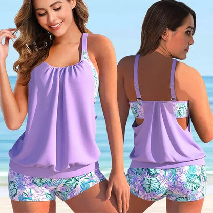 Colorful Flower Pattern Swimwear Set