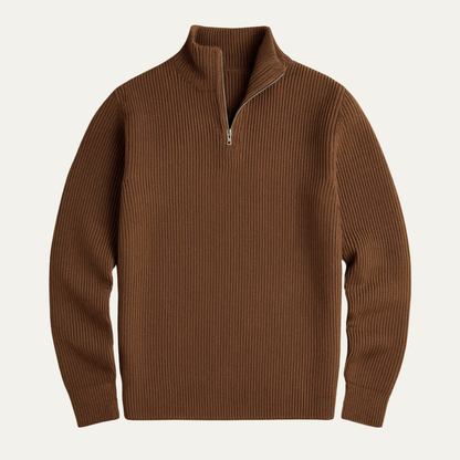 Men's Thick Crew Neck Half Zip Sweater - Vossary