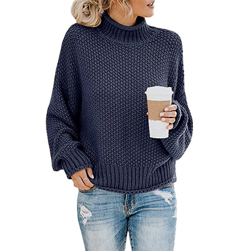 Cozy Women's Turtleneck Sweater - Soft Knit Winter Pullover
