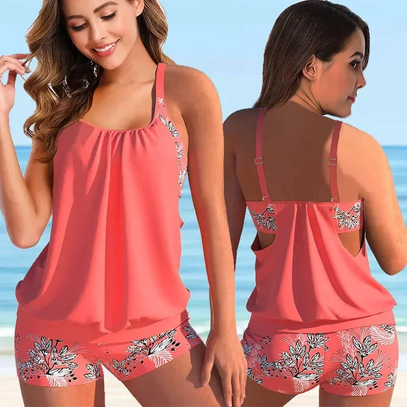 Colorful Flower Pattern Swimwear Set