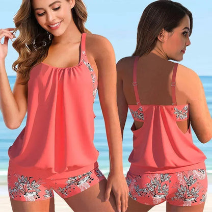 Colorful Flower Pattern Swimwear Set