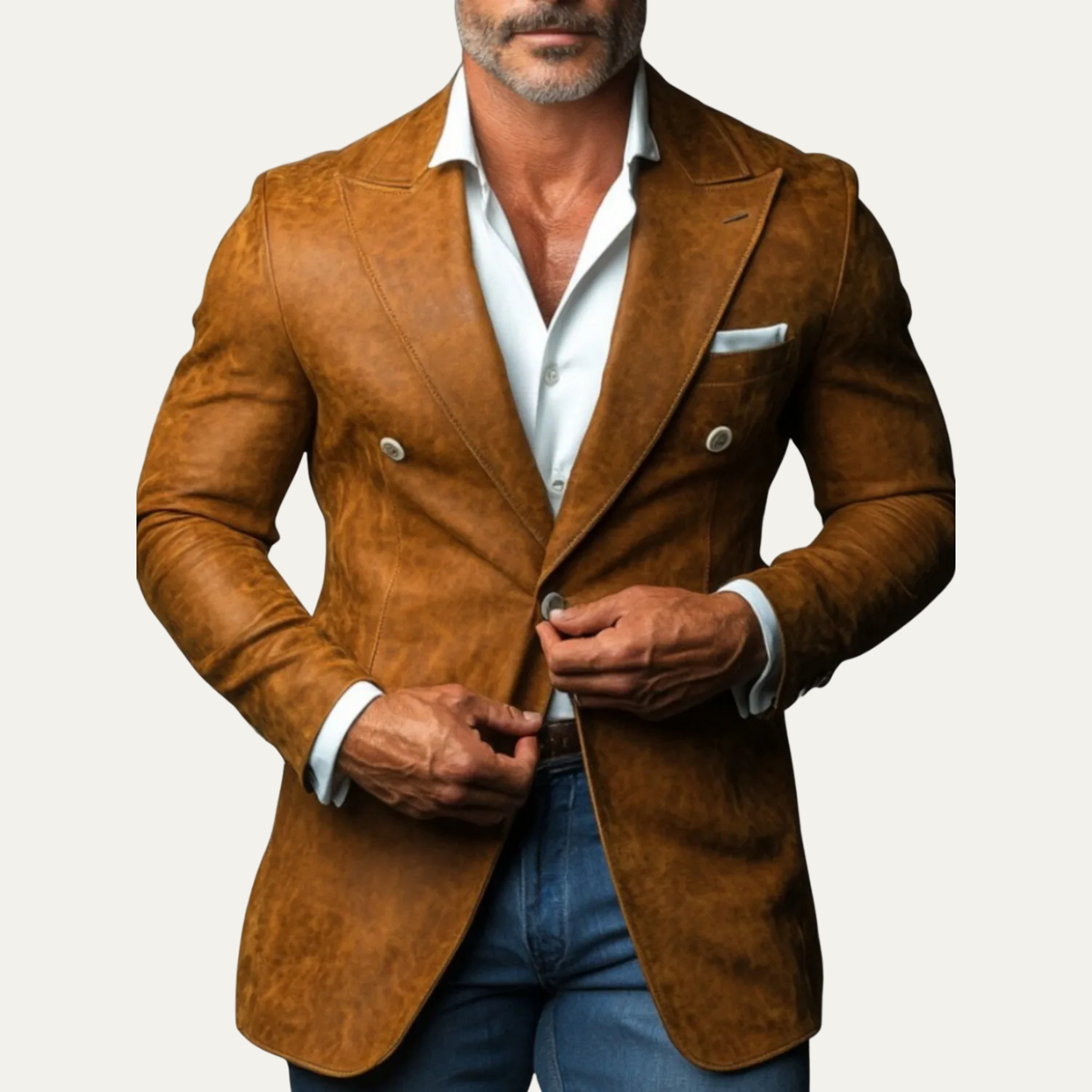 Brown Suede Men's Sophisticated Two Button Blazer
