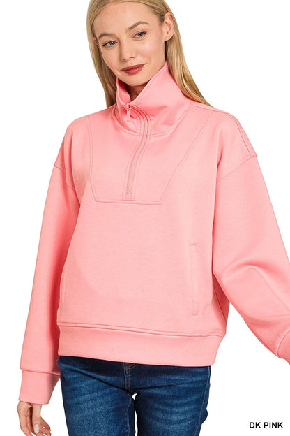Waterproof Scuba Half Zip Fleece Jacket with Pockets