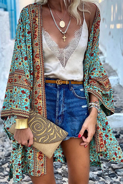 Women's Open Front Cardigan with Floral Loose Fit Sleeves - EasyApparels