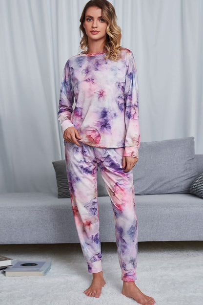 Colorful Dyed Sweatshirt and Elastic Waist Jogger Set