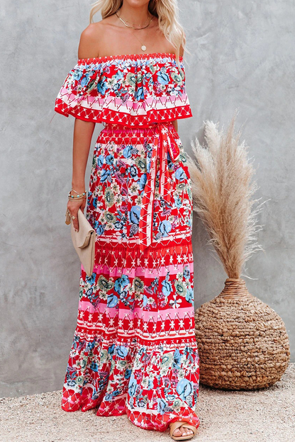 Long Sleeve Floral Maxi Dress with Ruffles