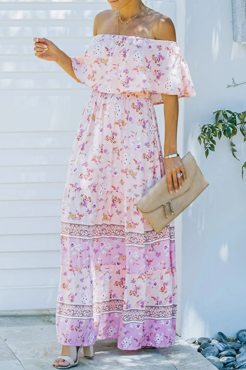 Long Sleeve Floral Maxi Dress with Ruffles