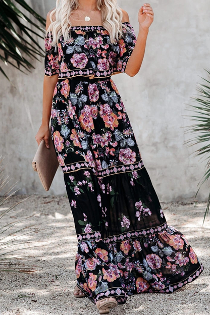 Long Sleeve Floral Maxi Dress with Ruffles