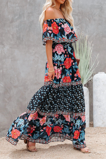 Long Sleeve Floral Maxi Dress with Ruffles