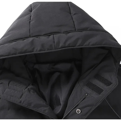Warm Men's Long Puffer Coat with Cotton Fill