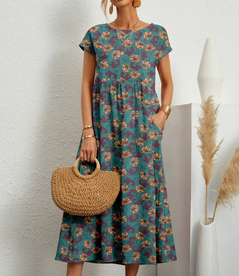 Chic Floral Knee Length Dress