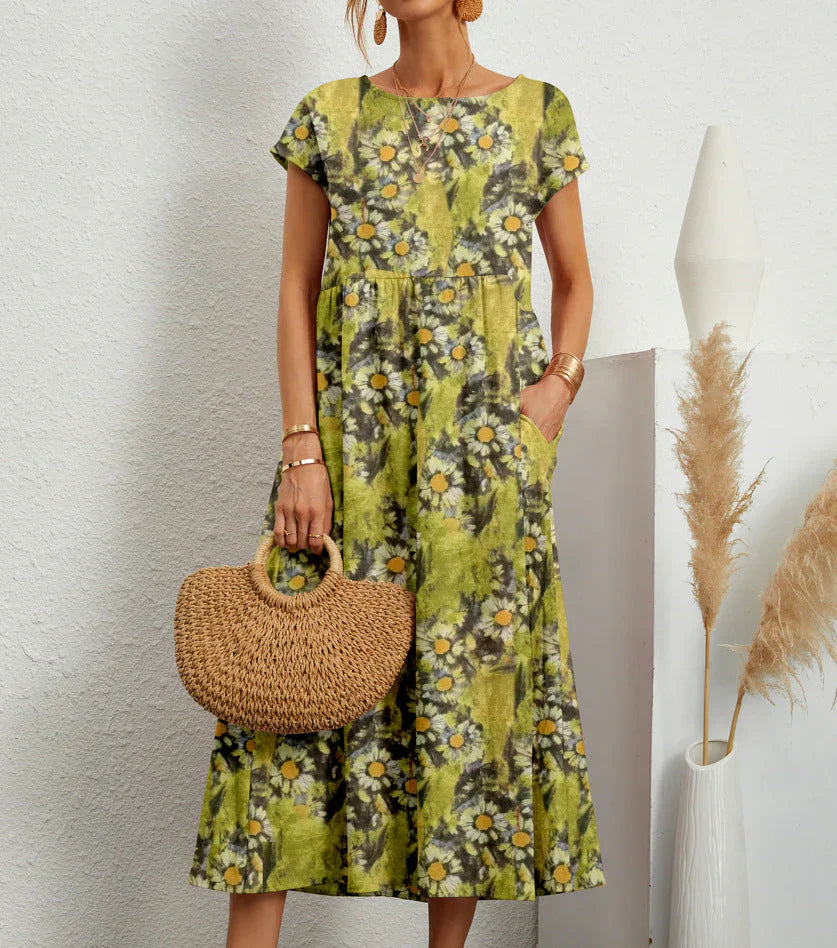 Chic Floral Knee Length Dress