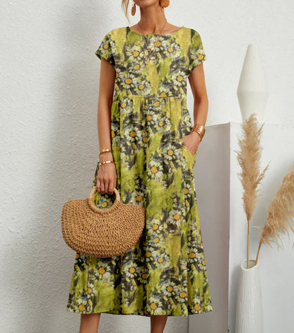 Chic Floral Knee Length Dress