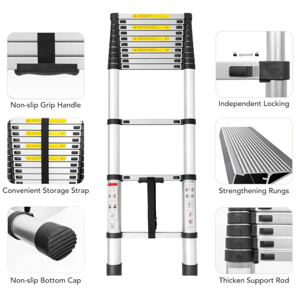 Folding Step Ladder with Adjustable Height and Non-Slip Feet – Zessaly