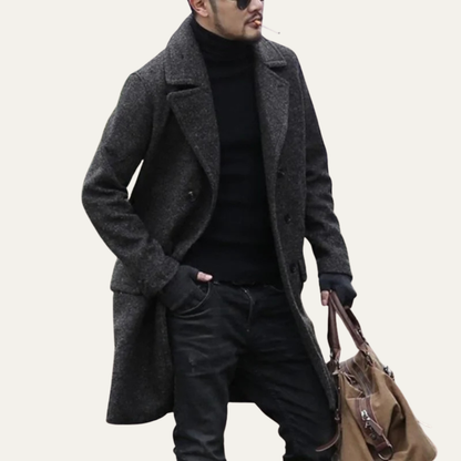 Classic Men's Wool Overcoat with Pockets