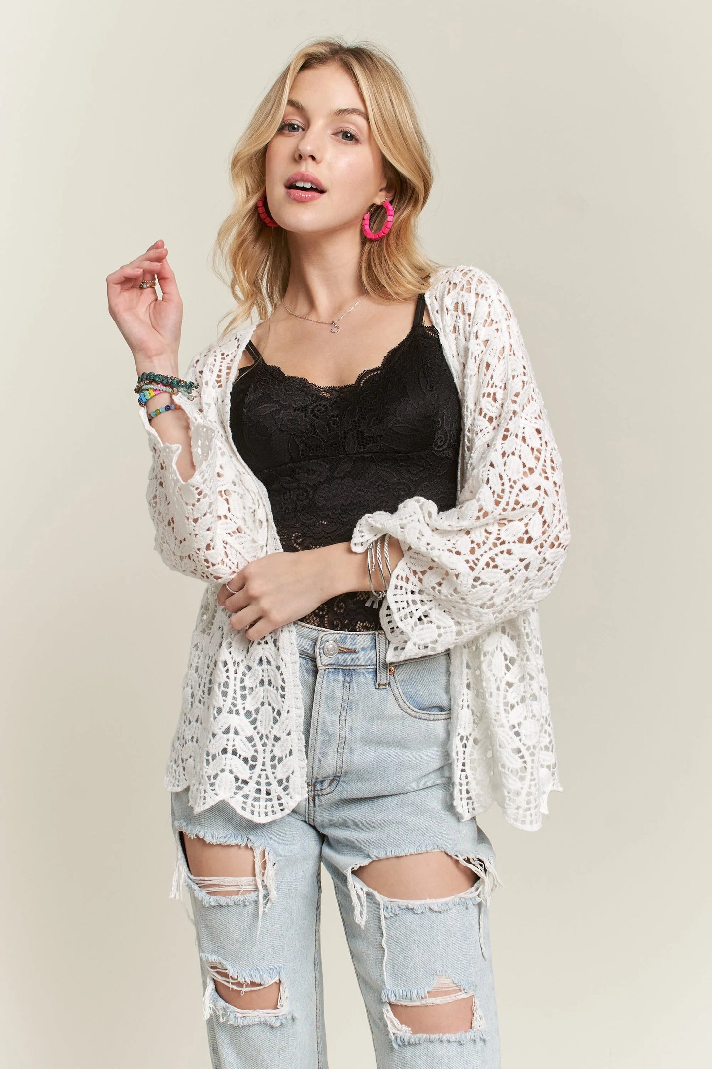 Chic Floral Knit Cardigan