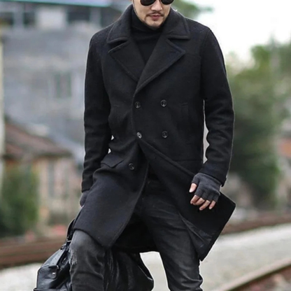 Classic Men's Wool Overcoat with Pockets