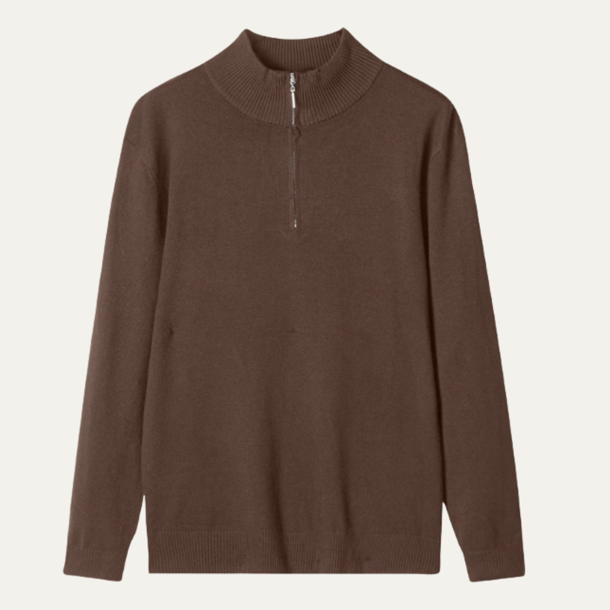 Luxury Men's Soft Mock Neck Zip Sweater - Vossary