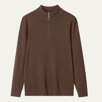Luxury Men's Soft Mock Neck Zip Sweater - Vossary