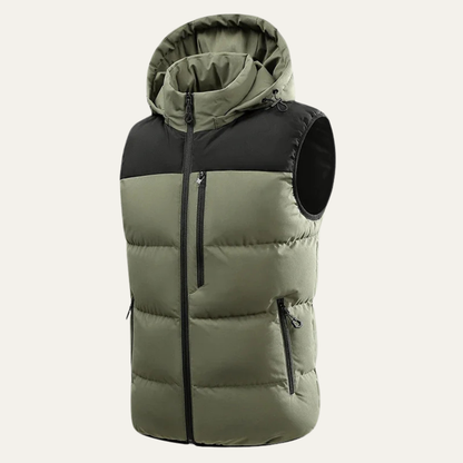 Thermal Mens Insulated Hooded Puffer Vest with Zip Pockets