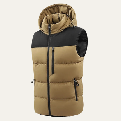 Thermal Mens Insulated Hooded Puffer Vest with Zip Pockets - Vossary