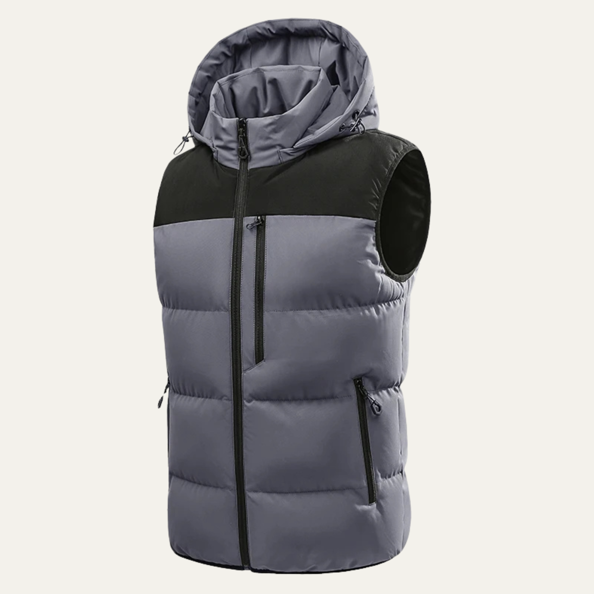 Thermal Mens Insulated Hooded Puffer Vest with Zip Pockets