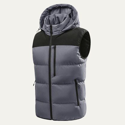Thermal Mens Insulated Hooded Puffer Vest with Zip Pockets