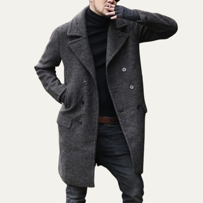 Classic Men's Wool Overcoat with Pockets