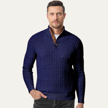 Classic Men's Crew Neck Cable Sweater
