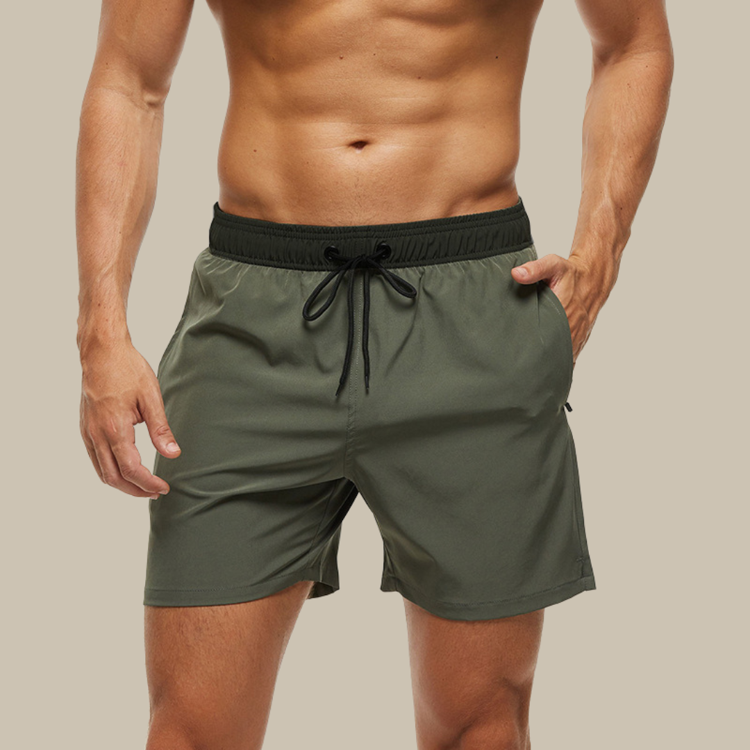 Quick Dry Swim Shorts with Zip Pockets