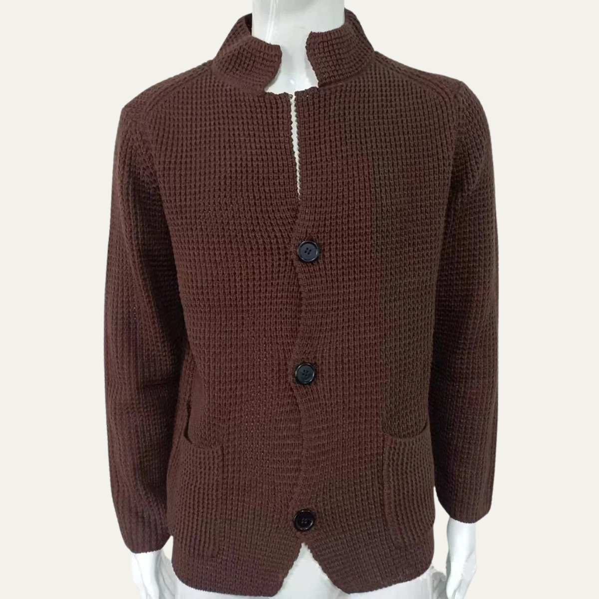 Men's Fashionable Crew Neck Knit Button Cardigan