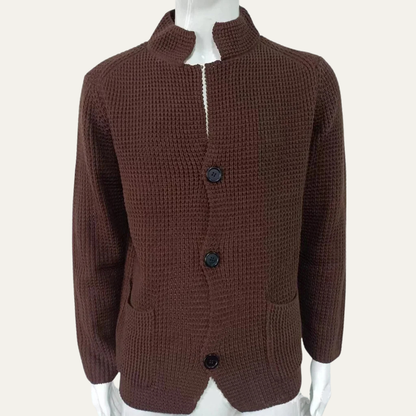 Men's Fashionable Crew Neck Knit Button Cardigan