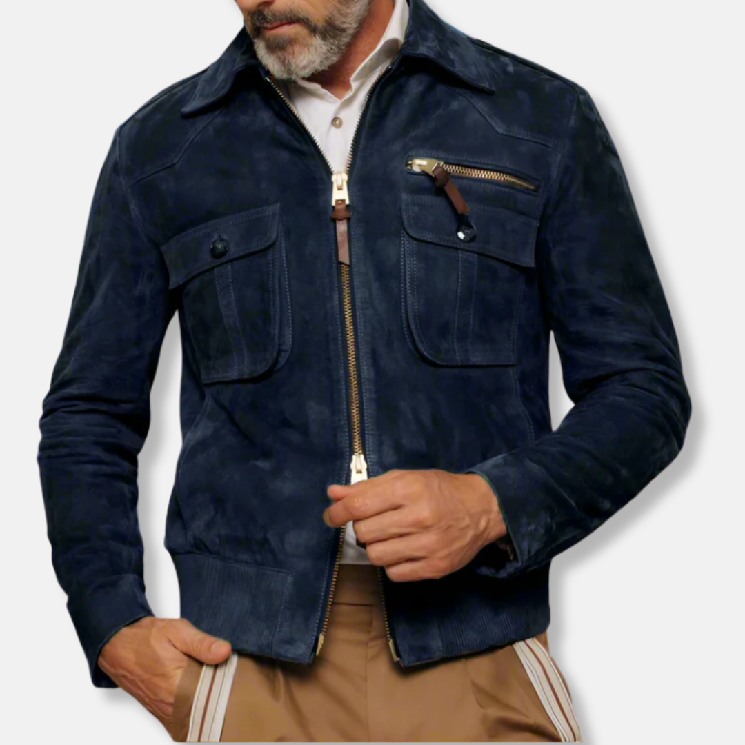 Classic Fit Collared Leather Jacket - EasyApparels