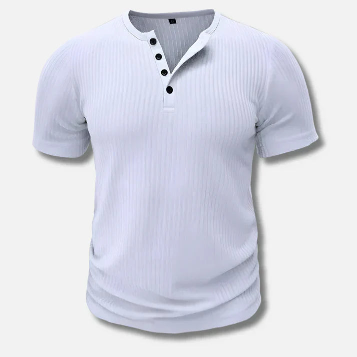 Fitted Mens Henley Tee with Buttons