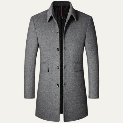 Classic Men's Thick Wool Overcoat - Vossary