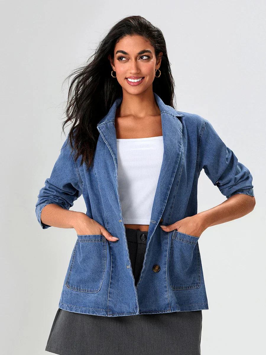 Slim Fit Dark Blue Denim Jacket