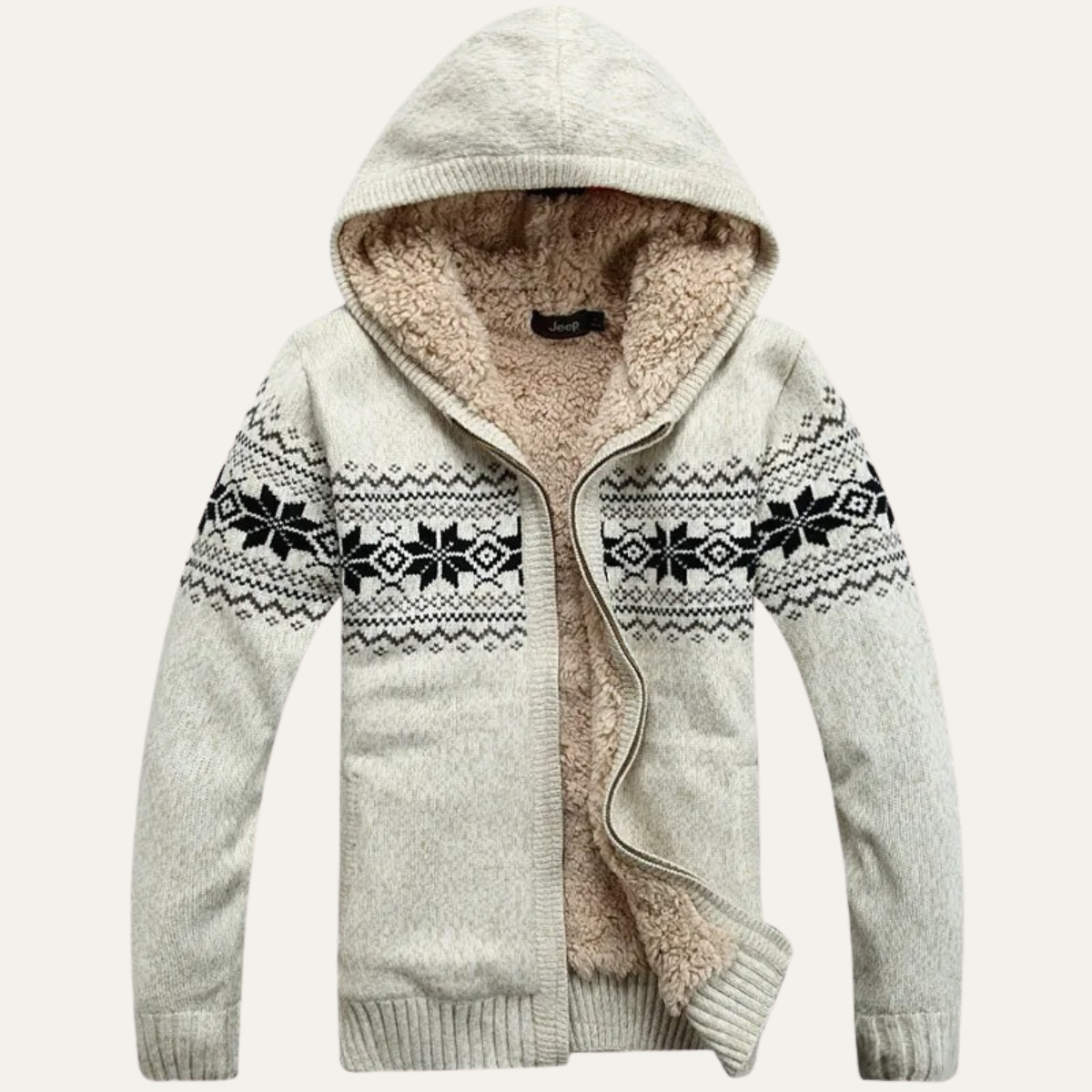Warm Men's Hooded Cable Knit Winter Jacket - Vossary