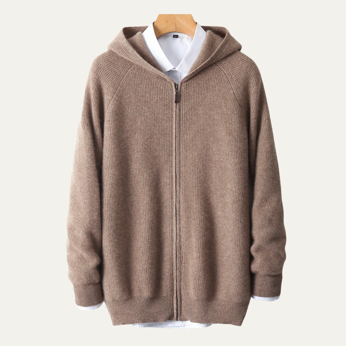 Warm Men's Merino Wool Zipper Sweater Jacket - Vossary
