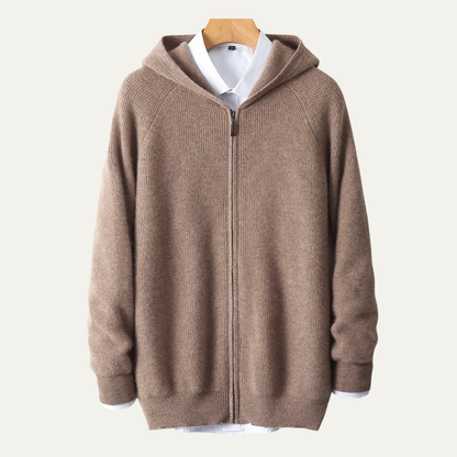 Warm Men's Merino Wool Zipper Sweater Jacket - Vossary