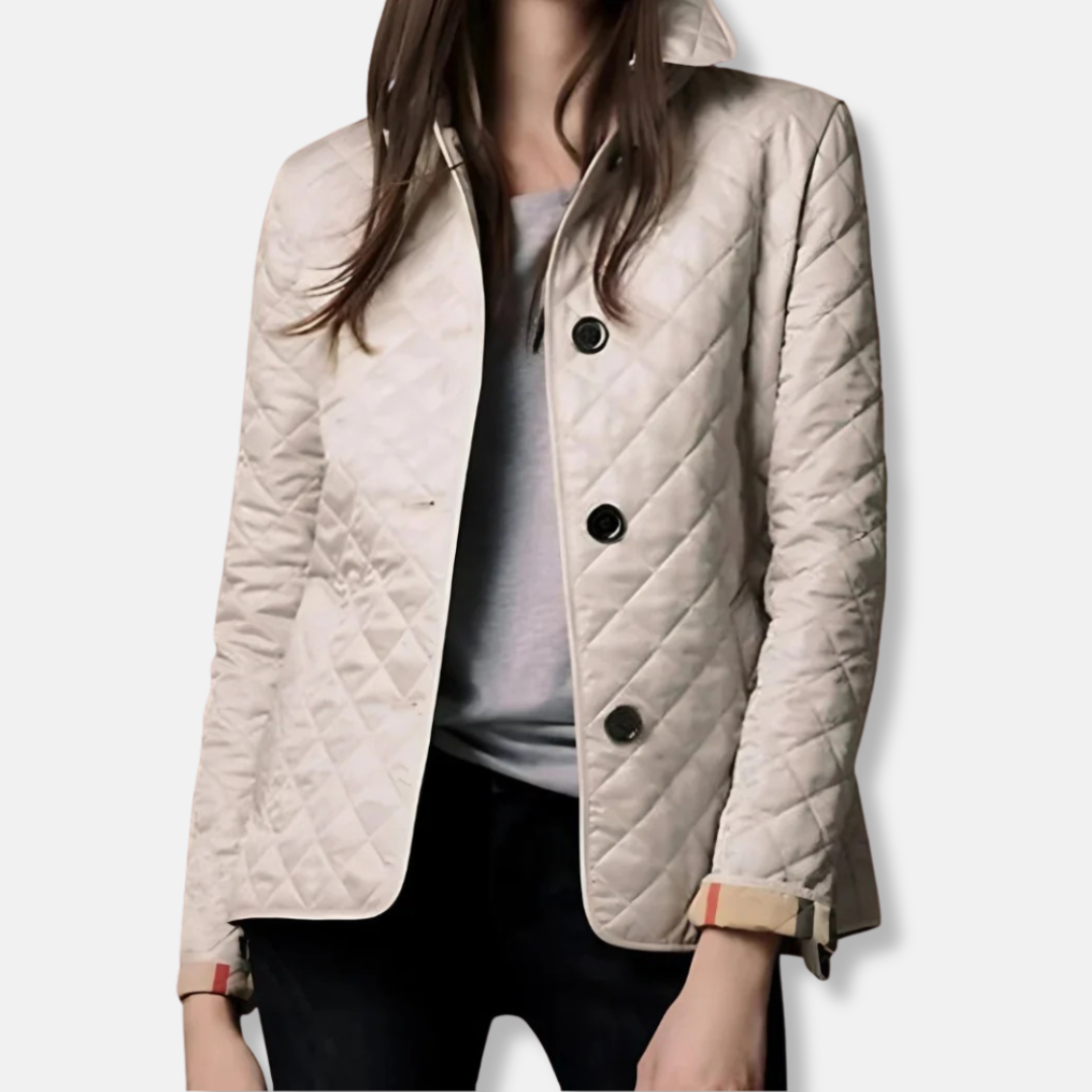 Warm Padded Women's Coat with Button Front - EasyApparels