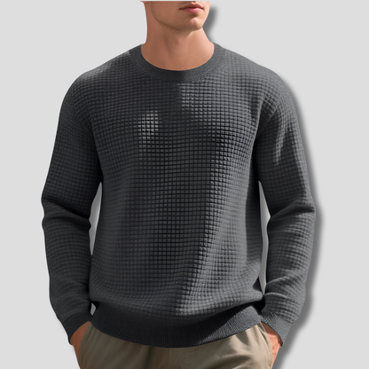 Soft Crew Neck Waffle Sweater for Men